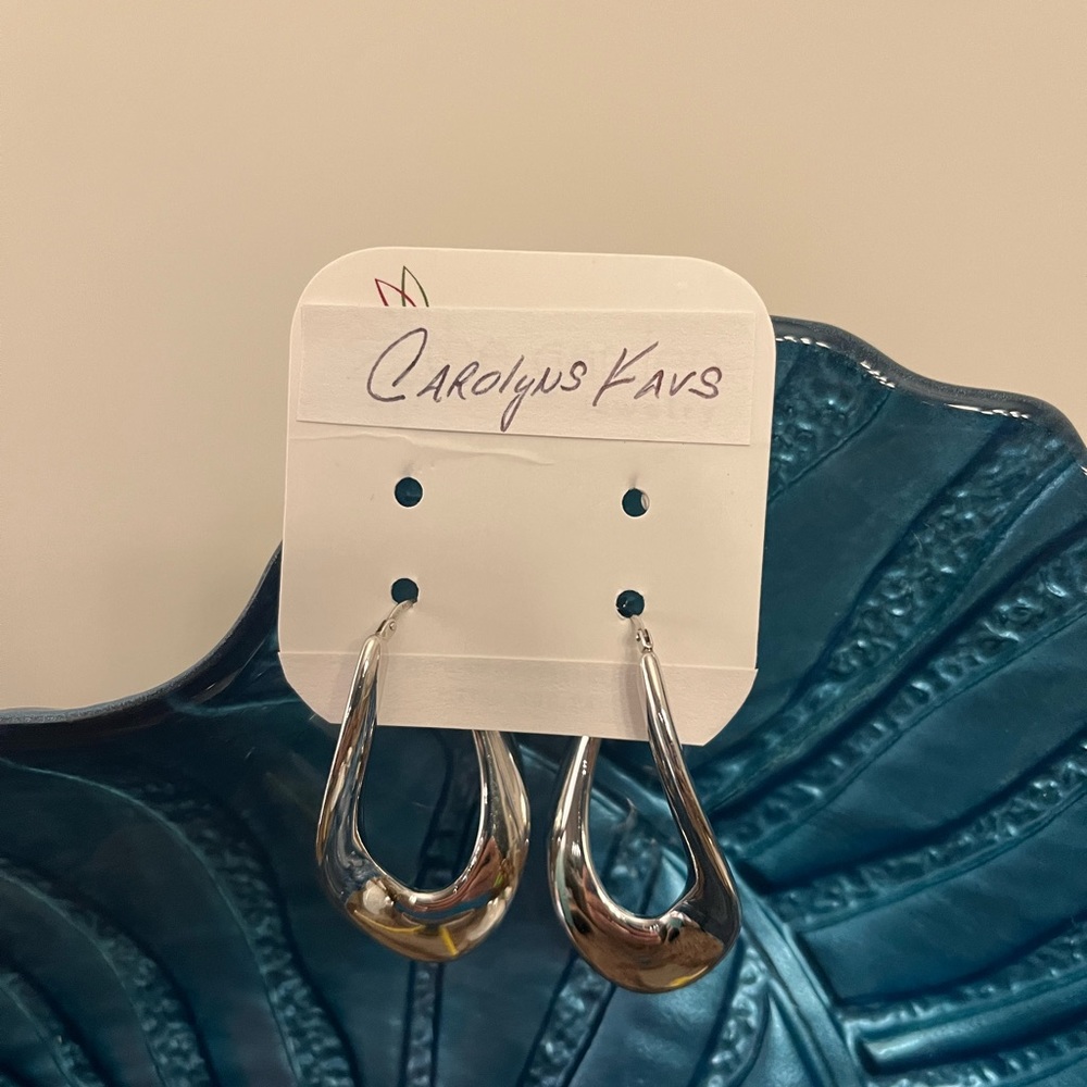 ITALIAN Sterling Silver Freeform Hoop Earrings. Milor manufacturer in Italy